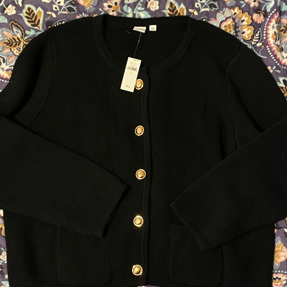 GAP Black Lady Jacket Cardi with Gold Buttons